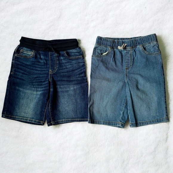 Boys Shorts Size 8 Blue Denim Drawstring Elastic Sonoma, Jumping Beans  2 Pairs - Picture 1 of 12
